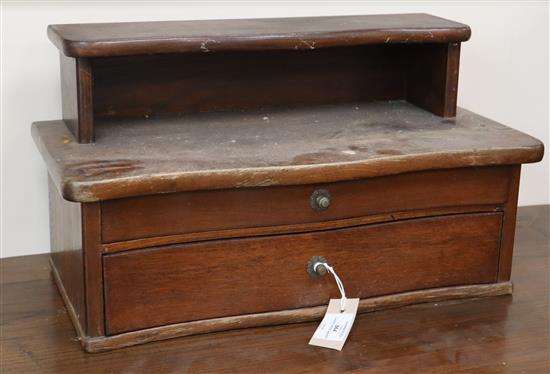 A small Chinese two drawer vanity box / cabinet W.53cm